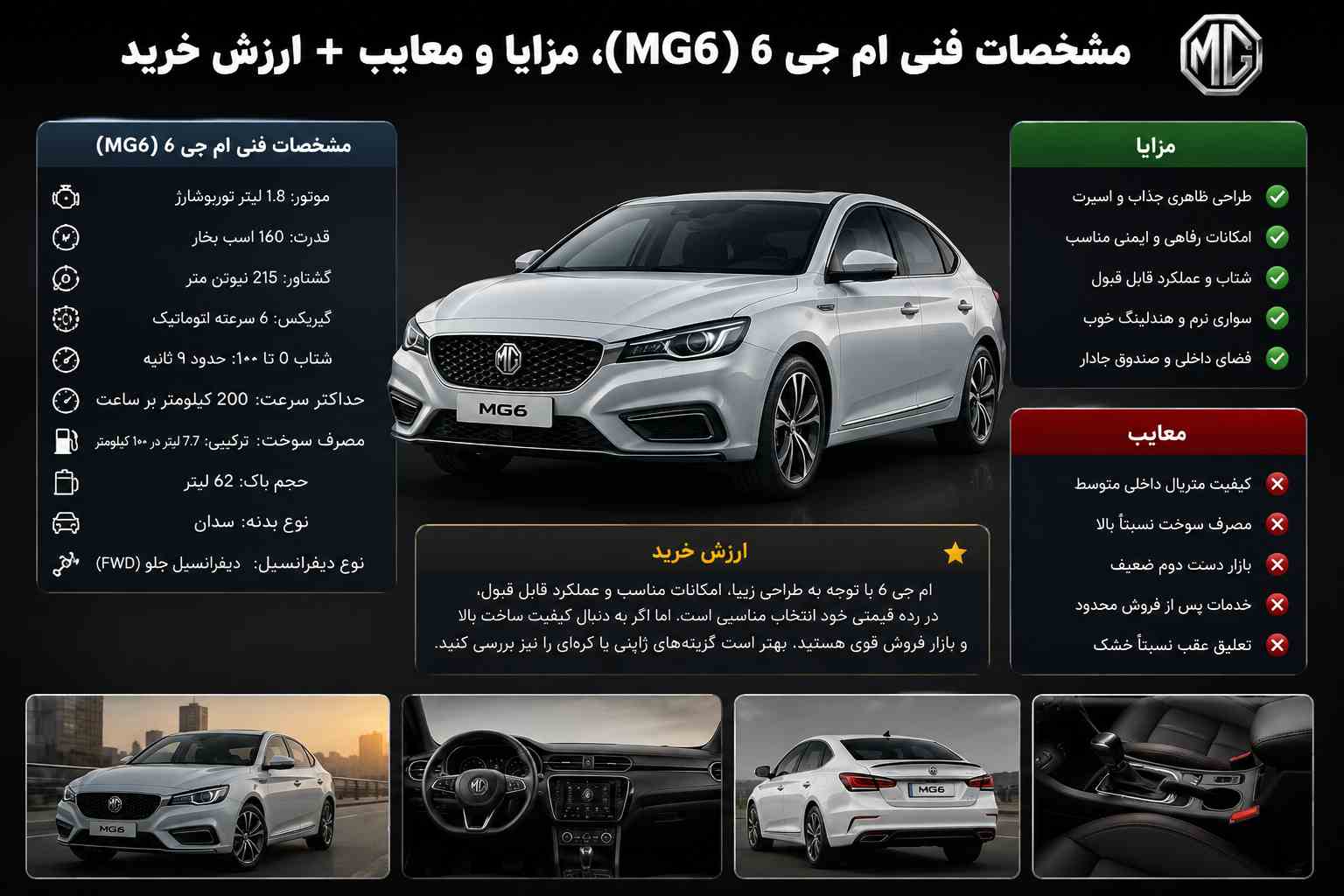 مشخصات فنی ام جی 6 - یکتایدک